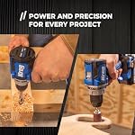 Kreg 20V Perceuse compacte de 1/2" d'Ionic Drive 20V Chargeur d'ions bleus & 2Ah Pile Pack - Perceuse professionnelle sans fil avec conception compacte - pour le travail du bois & Tous les jours DIY Demandes - KPTBDR050A