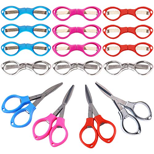 Folding Scissors,16 Pack Safe Portable Travel Scissors,Foldable Small Scissors Small Sewing Scissor,Stainless Steel Telescopic Cutter Used for Home Office