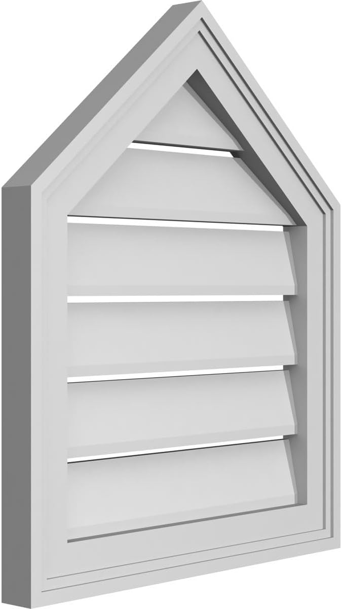 GVSPE18X2202SF-10 Peaked Top Brickmould Frame, Primed Tan Signature Series Surface Mount Gable Vents, 18-in. W x 22-in. H, Unfinished