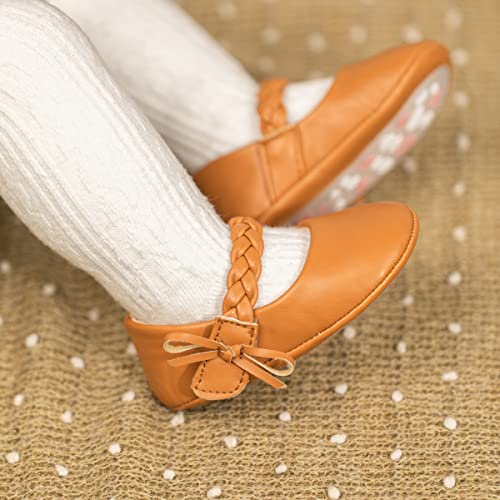 Image of Meckior Infant Baby Girl Sandals Soft Non-Slip Rubber Sole Handmade Princess Wedding Dress Shoes Toddler First Walkers