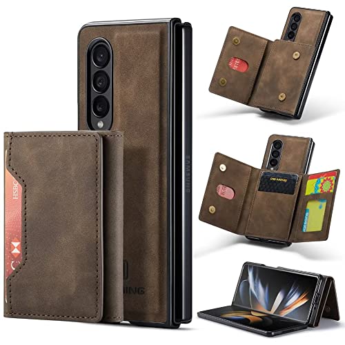 Housse de support en cuir véritable style café pour Samsung Z Fold 4 et 3
