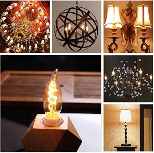 Miniatura 6 de KLED Bombilla LED Edison vintage, regulable, C32 3 W (equivalente a 30 W), bombilla de filamento LED, 250 lúmenes, 2200 K (blanco cálido), base de