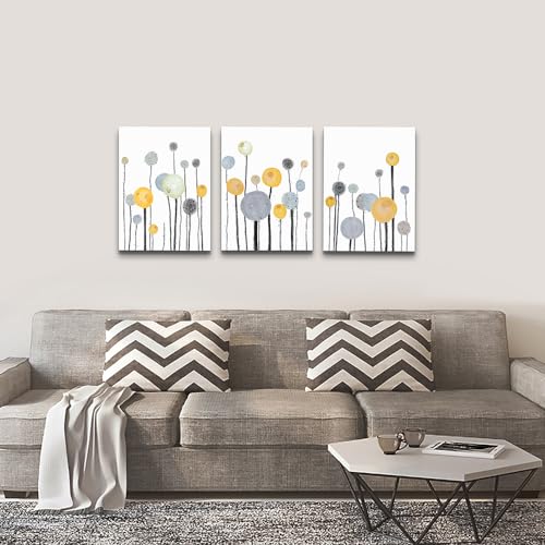 DZRWUBHS Canvas Wall Art For Living Room Bedroom Wall Decor Kitchen Decorations Abstract Dandelion Flowers Watercolor Paintings Modern Office Wall Pictures Prints Artwork Room Home Decor 3 Pieces