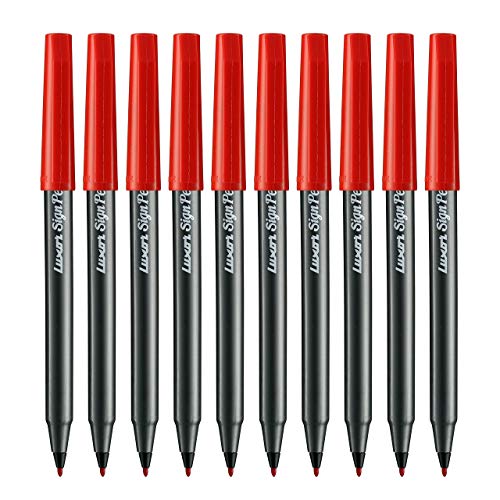 Image of Pilot V7 Liquid Ink Roller Ball Pen (1 Blue + 1 Black + 1 Red),multicoloured,9000014717 & Luxor Sign Pens, Red - Pack of 10