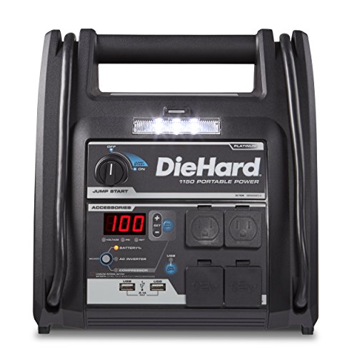 DieHard 71688 1150 Peak Amp 12V Jump Starter with USB/12V Portable Power Ports and 100PSI Air Compressor