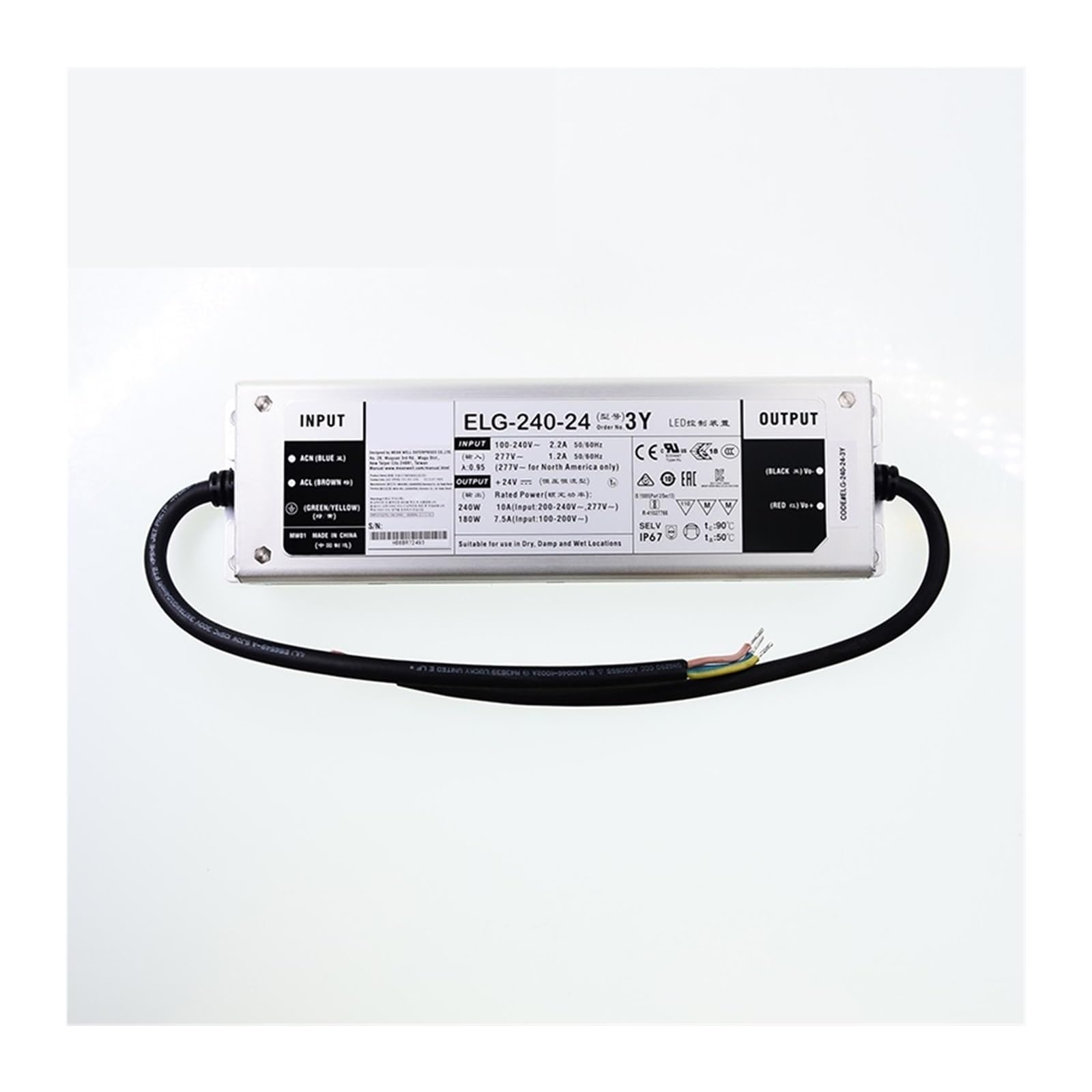 JGNAYRKJQI ELG-240-24-3Y 240W 10A 24V LED Power Supply 110V/220VAC to 24V DC Waterproof IP67 led Driver