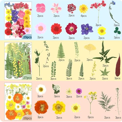 Image of 210 Pcs Dried Pressed Flowers for Resin, Dried Pressed Flowers for Crafts, Bulk Natural Dried Flowers Kit with DlY Butterfly Stickers&Tweezers for Resin Molds, Candles, Soap,Jewelry Making, Art Crafts