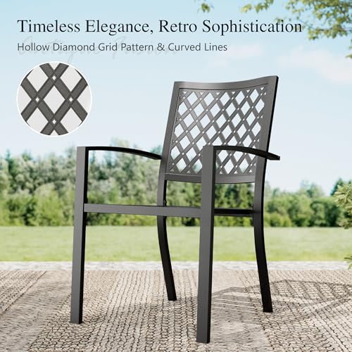 Image of Sophia & William 7 Pc Round Outdoor Dining Set, 54 inch Metal Table w / 6 Chairs | Perfect for Patio, Deck, Yard, Porch. Outdoor Dining Set for 6, 7 Piece Metal Patio Furniture Set