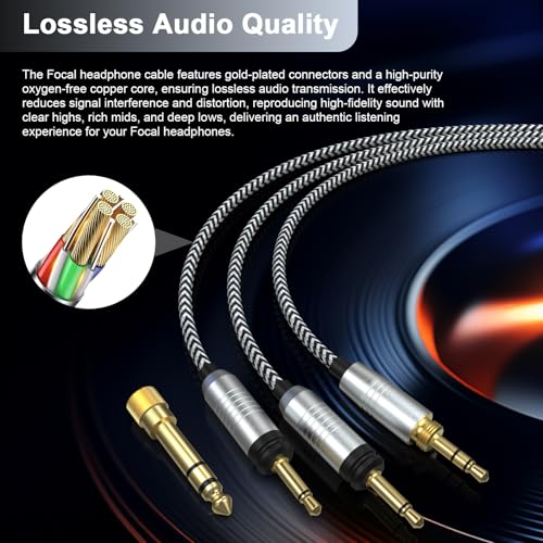 Cable de audio 3.5mm a 6.35mm para auriculares Focal 1.2 m miniatura 4