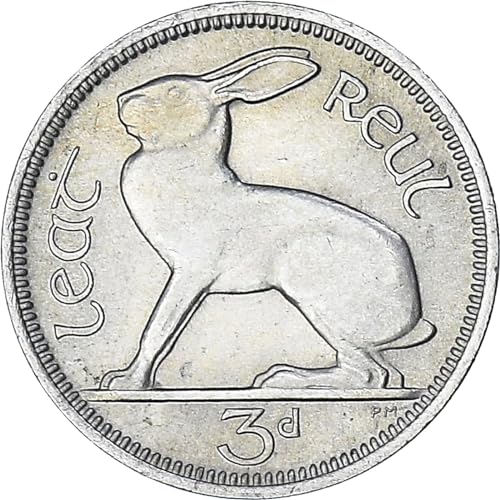 1942-1969 Irish Threepence Coin, "Lucky" Hare Motif image 3