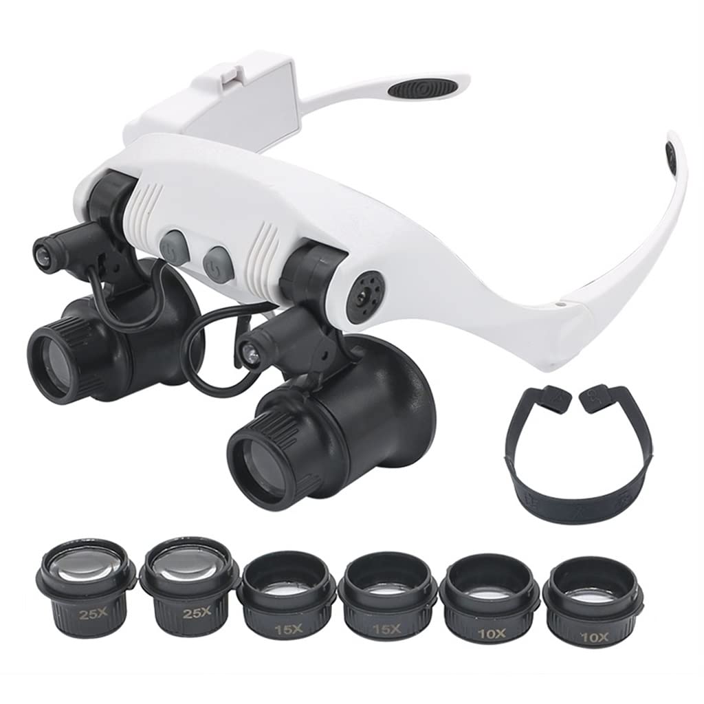 Lupa de Casco con iluminación 4 Ampliación Gafas binoculares Manos Libres for reparación y joyería