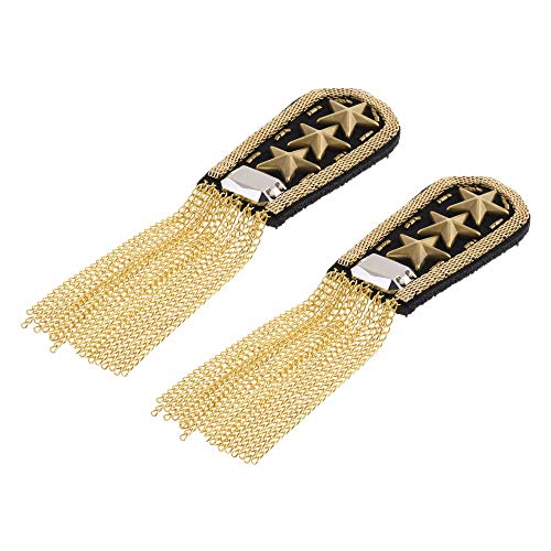 CM Fashion Star Tassel Link Chain Epaulet Shoulder Boards Badge, 1 Pair (Gold Tone)