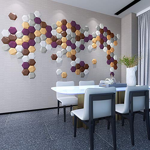 Art3dwallpanels Faux Leather Tiles 3D Wall Panels Hexagonal Mosaic Wall Tiles (20 Pack)