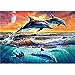 Viiegor 5D Diamond Painting Taladro Completo Familia de Delfines, 5D DIY Pintura Diamante Kit Animal Oceano, Punto De Cruz Diamante Arts Craft Bordado Pegatinas De Pared Decoración De La Sala 30x40cm