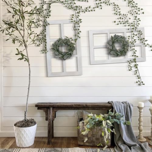 Image of LOSOUR 24x40in Wood Window Frame Wall Art, Vintage Rustic Wall Decor, Farmhouse Windowpane Decor, Decorative Wall Sculptures for Living Room, Bedroom, Entryway, Hallway(2, White-no glass, 40 inchL x 24 inchW)