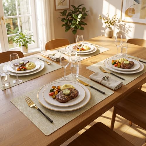 Sets de table pour table à manger et fêtes lot de 6 beige Romanstile