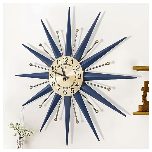 28 Inch New Large Wall Clock Mid Century Modern Wall Clock Starburst Non-Ticking Battery Operated Clock Home Decorations for Living Room Bedroom Kitchen Office
