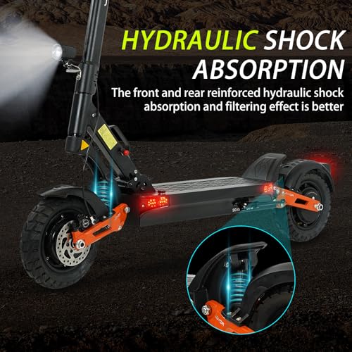 Image of Electric Scooter Adults 1600 /4000 /6000W Motor 50 Miles Long Range & 40 /45 /50 MPH Top Speed 10 inch Off Road Tire Folding E-Scooter 60V /48V 20.8AH Battery Kick Scooter with Detachable Seat for Commuter