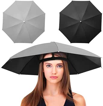 Umbrella Hat With Adjustable Headband – 25.6" Diameter Hands-Free Sun & Rain Cap For Fishing, Beach, Golf, Outdoor Activities - View #5
