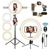 【Unzählige Kombinationsmöglichkeiten】3 integrierte kalte Schuhe und 2 extra 1/4“ Adapter bieten unendlich viele Kombinationen mit Smartphone Klemme, Mikrofone, Lichter, Action Cam, 5“ Monitoren, Webcams und mehr. Damit kann Ihr Ringlicht set je nach Ihren Bedürfnissen erweitert werden.