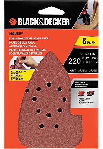 BLACK+DECKER Sandpaper Assortment for Mouse Sander, 220-Grit, 5-Pack (BDAM220)