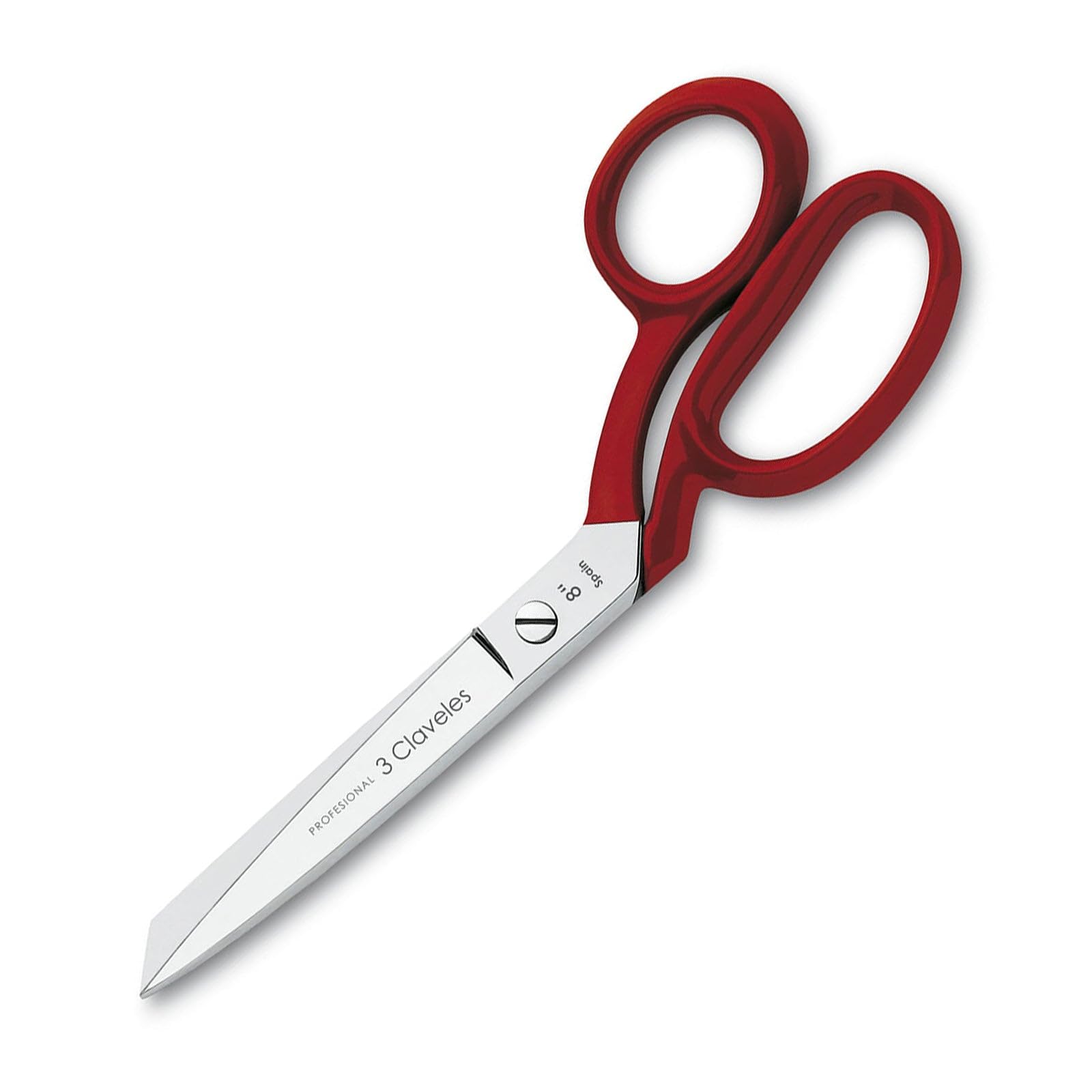 3 Claveles 8" Sastresa Scissors, Nickel, Carbon Steel, Red, 20cm (8")
