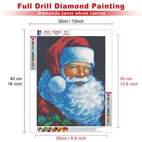 Mxjsua Christmas Diamond Painting Kit, Santa Claus Diamond Art Painting Kits For Adults Kids, Round Diamond Dots Art Painting Kits For Gift Decoration, Full Drill Diamond Painting 12X16 Inch/30X40Cm #TOP3