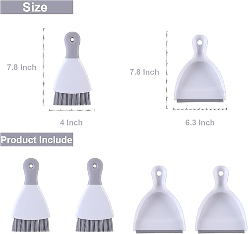 Miniatura 2 de Juego de recogedor y cepillo pequeño, escoba batidora y sartenes para polvo con borde de goma, mini escoba de mano y recogedor herramienta de