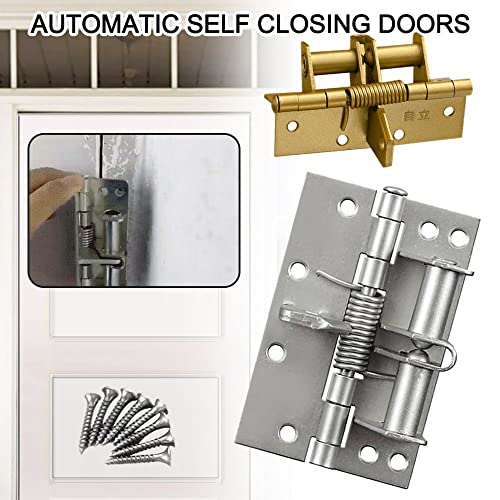 Selbstausrichtende Federscharniere, automatisches Schließen, multifunktional, abnehmbare Federscharniere, Positionierung, Türschließer, Silber, 2 Stück (Silver)