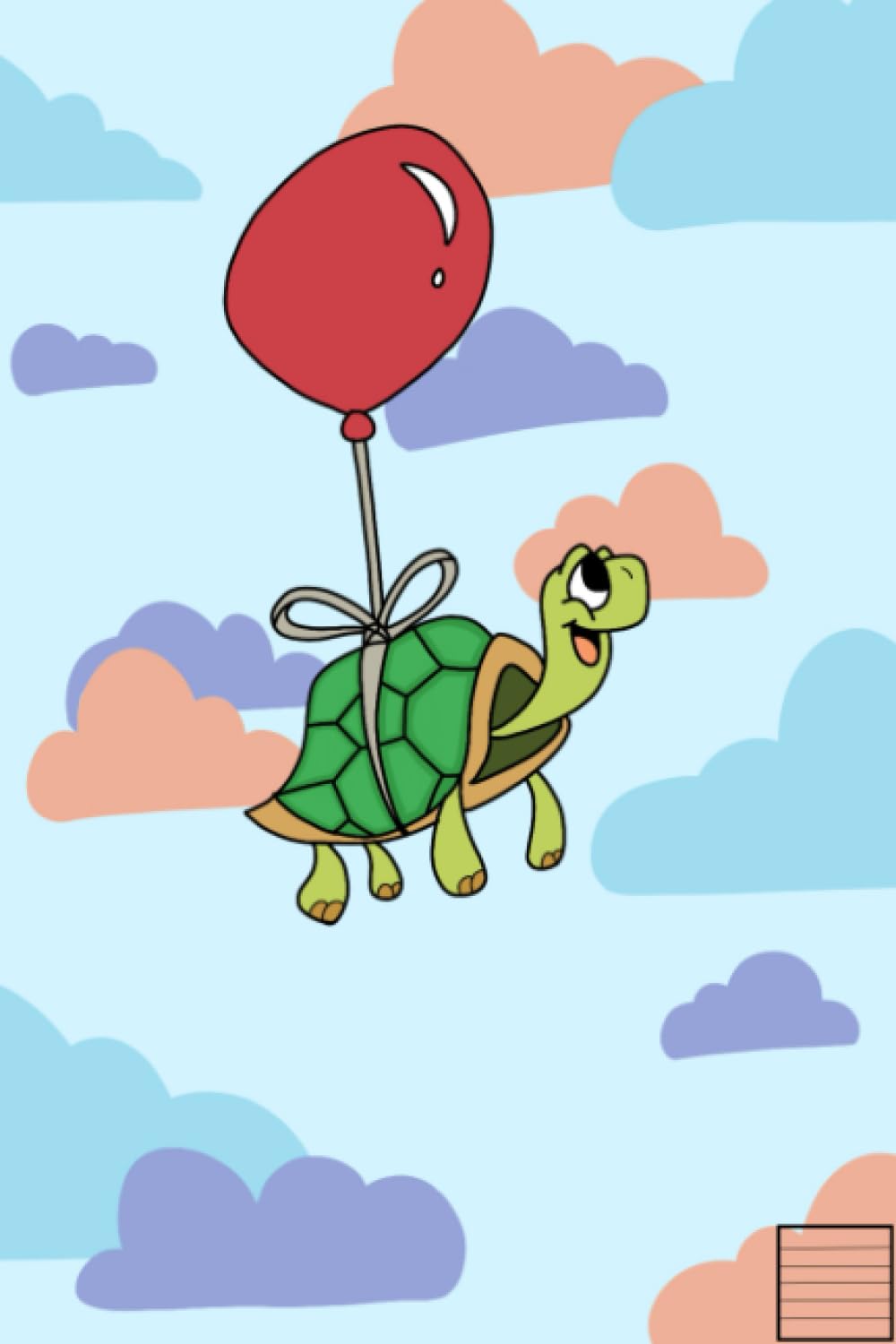 Turtle Flying With Balloon: animated cartoon