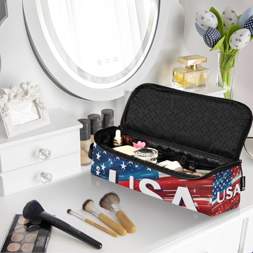 Bolso de viaje para herramientas de cabello con almohadilla resistente al calor impermeable para plancha rizadora, plancha alisadora y secador de pelo, bandera nacional Día de la Independencia miniatura 6