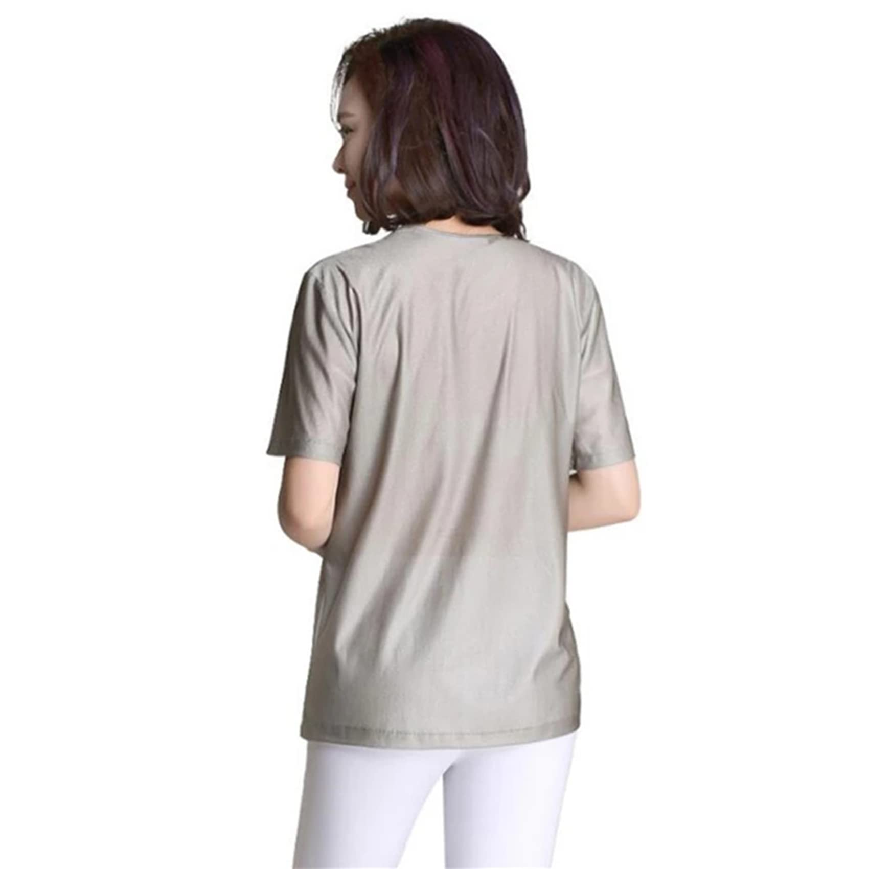 T-Shirt da Donna di Protezione dalle Radiazioni 5G, 100% in Fibra d'Argento Wave elettromagnetica Onda RFID Schermatura EMF Vestiti da Protezione EMF, RF/Microonde Protezione