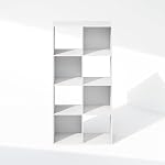 Furinno PELLI Étagère du livre, 8-Cube Librairie, Bibliothèque de l'organisateur de stockage horizontal Cube, 11.7 x 23.7 x 47, pour le salon, Chambre, Bureau à la maison, Blanc