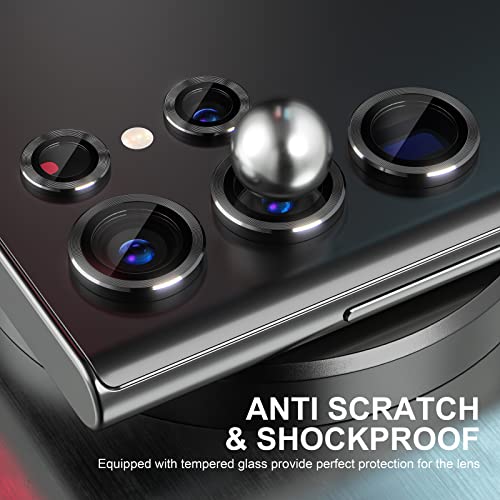 Image of Choiche for Samsung Galaxy S23 Ultra Camera Lens Protector, Scratch-Resistant Tempered Glass with Alloy Edge Camera Cover Screen Protector Decoration Accessories for S23 Ultra 5G 2023 - Black
