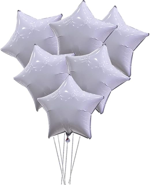 CozofLuv Zestaw 25 balonów dekoracji, balon 45 cm i balony foliowe w kształcie serca na artykuły imprezowe (biała gwiazda)
