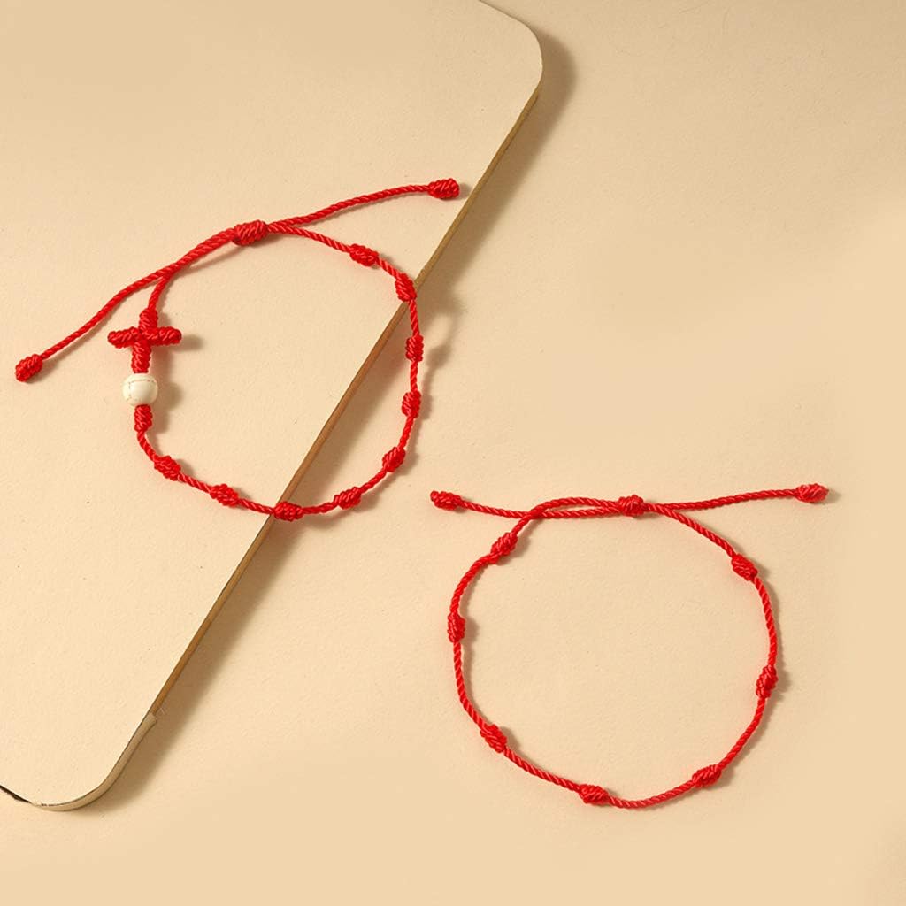 2 Pcs/Set Kabbalah String Bracelet for Good Luck for 7 Knots Braided Bracelet Jewelry for Wome C# Cotton Thread C# - Image 5