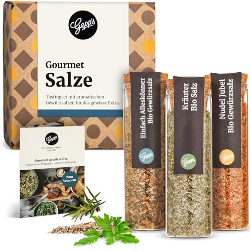 Gepps Feinkost Gewürze Geschenkset 3er Mini Set Alleskönner I Gewürz Set mit feinen Gewürzmischungen I Bio-Gewürze für jede Küche I Kräutersalz Gewürzsalz & Pastagewürz I Nach eigener Rezeptur