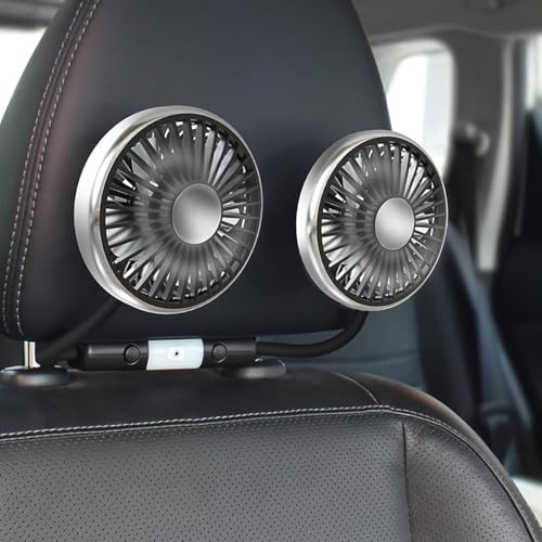 Image of STHIRA Fan for Car Back Seat Car USB Fan with Dual Head 3-Speed Adjustable Cooling Air with 360 Rotation Independent Switch USB for Compact Design For Auto Headrest,Ideal Cars /SUVs