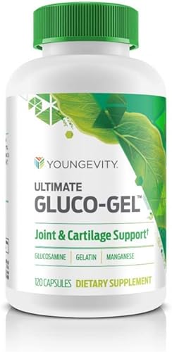 Youngevity Ultimate Gluco-Gel - para articulaciones, tendones, huesos y cartílago Contiene glucosamina, gelatina y manganeso 120 cápsulas 1