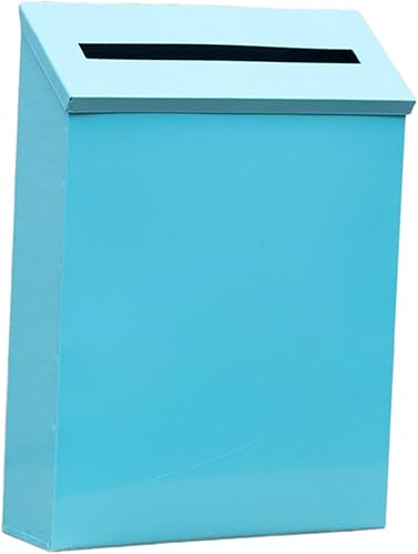 KLKCMS Buzón montado en la pared, moderno y decorativo, gran capacidad, buzón de metal para puerta delantera exterior, color azul