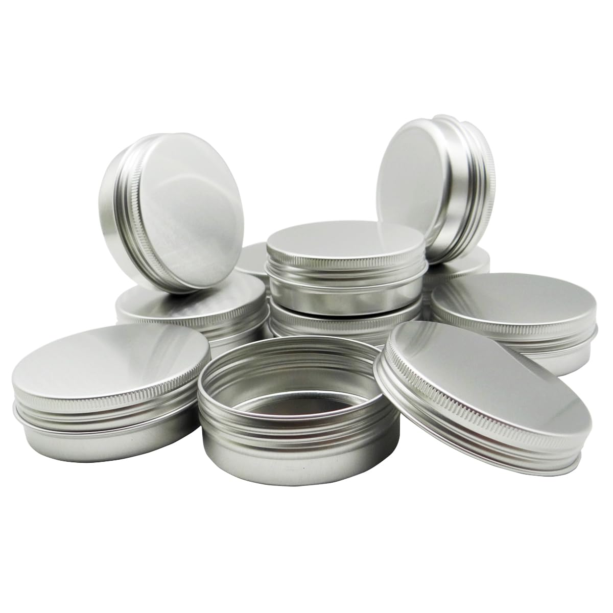 Wopanxye 10pcs 60ml Round Lip Balm Tin Cans, 60 Gram Aluminum Tins Cosmetic Sample Containers with Screw Lid