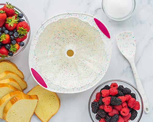 Trudeau 5118558 Structure Fluted Cake Pan Silicone Bakeware, Medium, Confetti White #TOP3