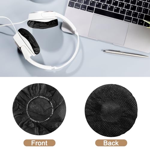 Tvoip 100 Unidades Fundas Desechables para Auriculares, Cubiertas Elásticas Negras de Tela No Tejida, Lavables y Sanitarias para la Mayoría de Auriculares On-Ear (6,5 cm / 2,6 pulgadas) miniatura 4