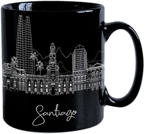 Miniatura 1 de Regalos y recuerdos de Santiago Chile, tazas de café, regalos de graduación de Santiago para él, vasos únicos, taza de cerámica negra de 11 onzas,