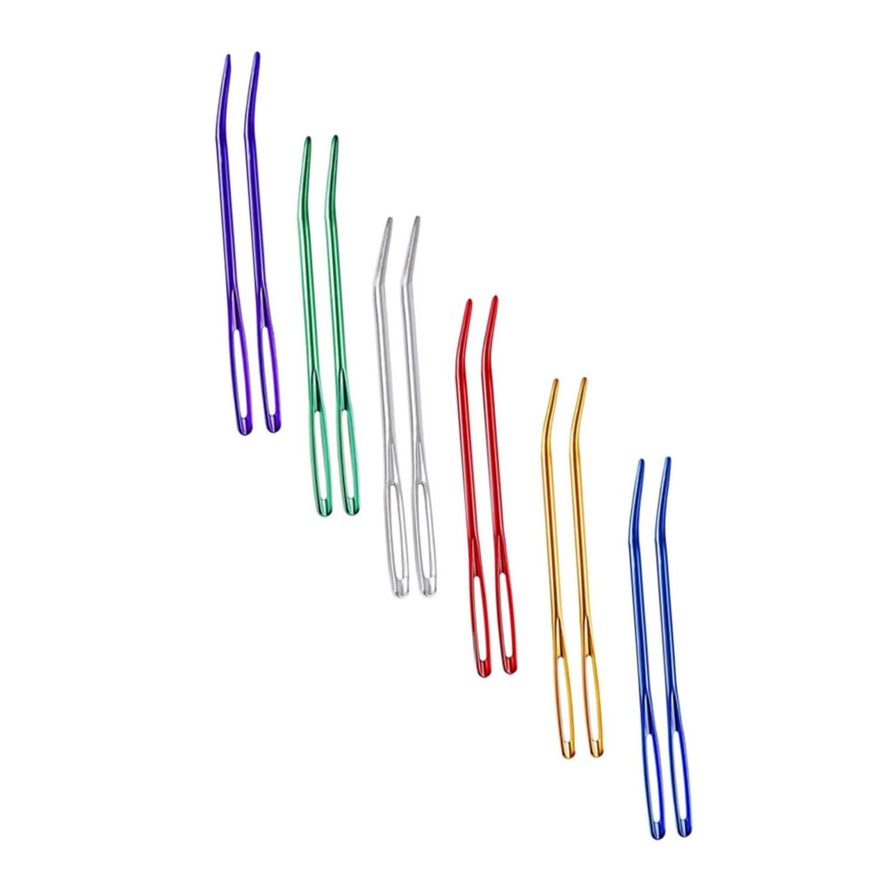 TEHAUX 60 Pz occhiello ago da tappezzeria in alluminio aghi ago da cucito portatile knitting needles spilli da cucito ago filato professionale ago per filo di sicurezza Colorful