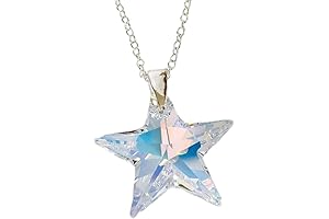 Sterling Silver Necklace With Austrian Aurora Borealis Crystal