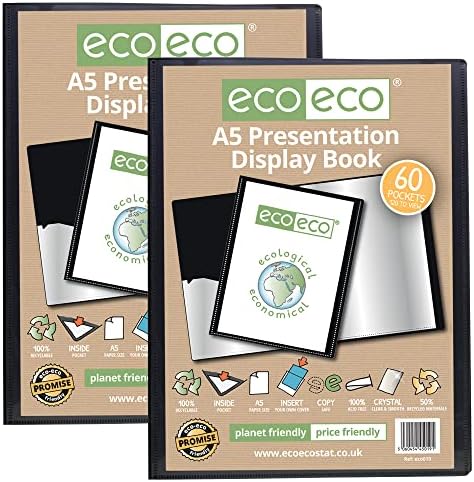 eco-eco Lot de 2 porte-vues transparents à 10 pochettes Forat A4 50