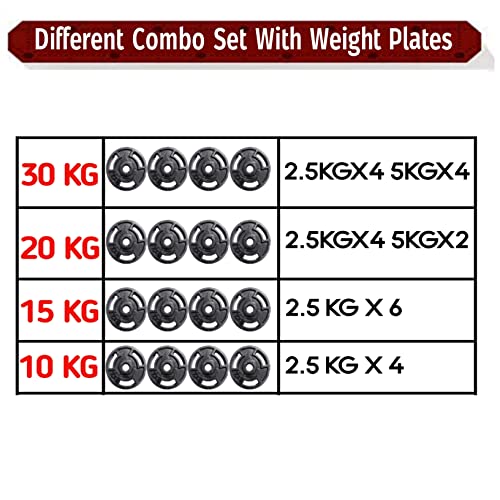 Image of BULLAR Home Gym Set 8kg to 70kg with ez /curl /Straight /Pair of Dumbbell rods, Customize Your own Exercise Set with Workout Accessories (Dumbbell Rods, Cast Iron, 30 KG)