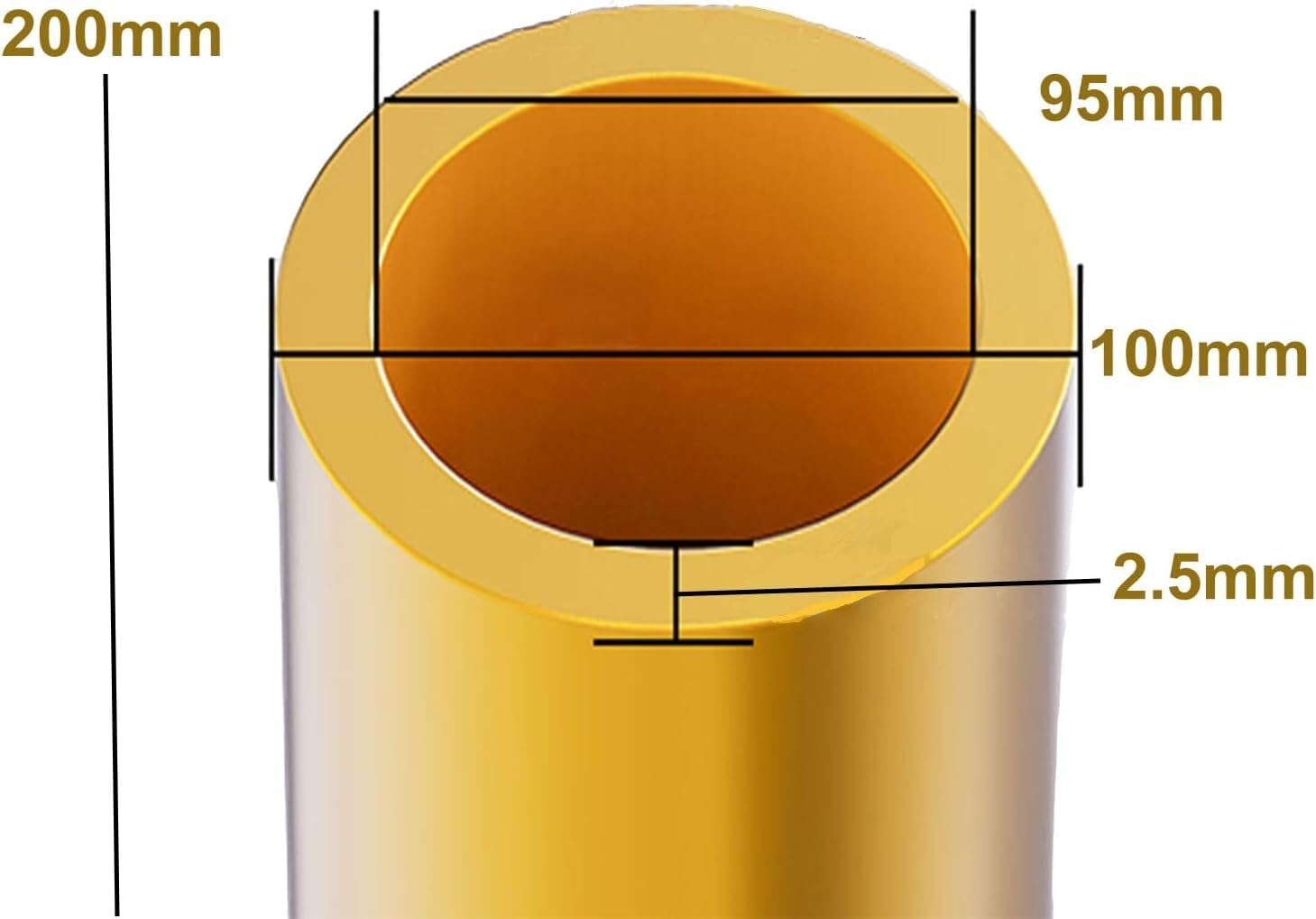Poliertes rundes Messingrohr, 100 mm Außendurchmesser, 2,5–4 Wandstärke, 200 Länge, rostfrei, leicht zu schneiden(100x2.5mm)