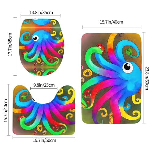 Alfombrillas de baño BROLEO pulpo secado rápido juego de 3 piezas antideslizantes 3